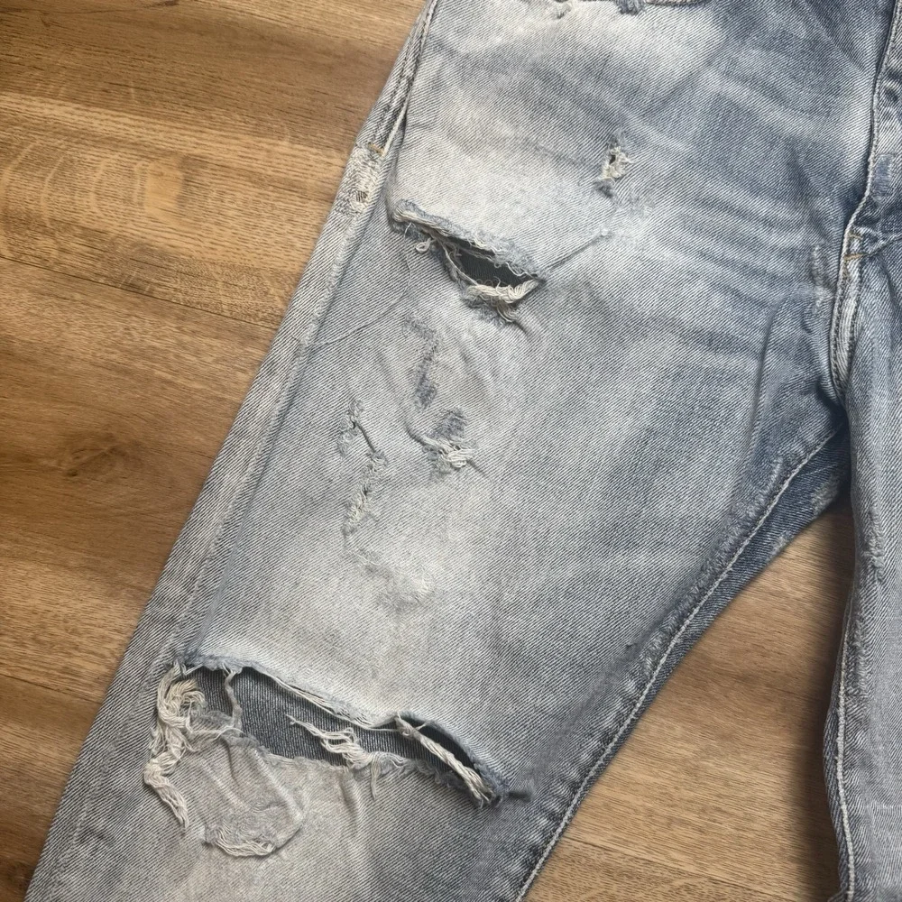 Diesel D-Strukt Jeans Mens 32x27 Light Blue Slim Distressed Made In Italy 009UI